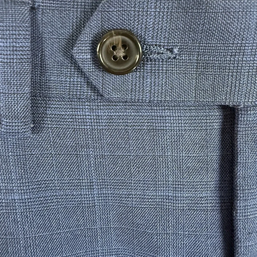Ralph Lauren Black Label Men 34x32 Navy Windowpane Polyester Blend Dress Pants